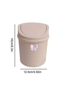 Cute Desktop Trash Can With Bow Decor,Mini Table Waste Bin,Portable Countertop Garbage Bucket,Flip Cover With Lid,For Bedroom,Dorm,Office,Makeup Desk,Countertop,Home Essentials,Unique Birthday Gift,Back-To-School Gift,Holidays Gift,Parties Gift - Multicolor - View 11