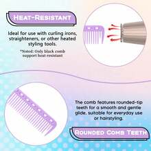 1pc/6pcs Carbon Fiber Hair Combs, Professional Hairdresser Combs, Unisex Medium Tooth Hair Combs, Hair Salon Hair Comb Set - Multicolor - View 3