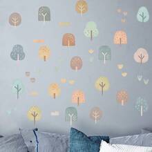 1set Woodland Forest Wall Decals Colorful Small Tree Self-Adhesive Stickers, Suitable For Home Decoration, Room Decoration, Wall Decoration, PVC Waterproof Material, Removable - Self-adhesive - View 5