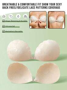 3 piezas de sujetador adhesivo de encaje, sujetador pegajoso invisible, tirantes desmontables, sujetador sin tirantes y sin espalda, adecuado para boda/fiesta/atuendo, copa A-D - Multicolor - Ver 2