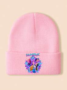 KPop Demon Hunters 1pc Personalized Kids Knitted Hat, Cute Cartoon Anime Girl Pattern, Fashionable Soft Comfortable Breathable Baby Hat, Casual Versatile Autumn/Winter Warm Hat, Suitable For Daily Outings, Holiday Gift - Multicolor - View 15