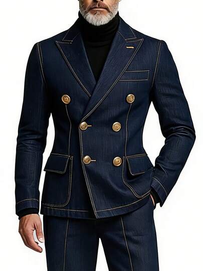 Men's Casual Blazer Color Block Business Jacket Formal Wedding Party Groomsman Sport Coat Gift For Men Suit