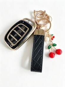 Car Key Cover Compatible With Beijing Langdong, Lingdong, Mingtu, Ix35, Ix25, Tucson, Sonata, 9-Button, Reina, Cherry Pendant, PU Rope - A - View 4
