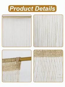 1pc Champagne Gold Tassel String Door Curtain, Hanging Glitter Fringe Thread Curtain Panel For Doorway, Window, Room Divider, 100*200cm Polyester Thread Partition Curtain, Wedding Party Decoration, Birthday Party Decoration, Perfect For Decorating Living Room, Dining Room, Bedroom, Study, Kitchen (Curtain Rod Not Included), Photo Booth Background Decoration, Holiday Party Decoration, Home Decor - Champagne Gold - View 11