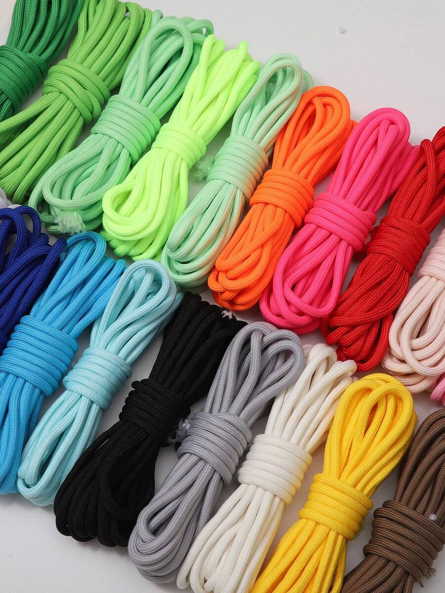 15-35m Diameter 5mm Polyester Braided Rope - 24 Solid Colors, Suitable For Weaving Crafts And Large Hole Bead DIY Projects - Soft Durable Multi-Color Handmade Materials, Bright Color Craft Rope, Beading String