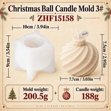 3D Geometric Christmas Ball Candle Mold DIY Diamond Xmas Sphere Ornament Silicone Mold For Holiday Candle Plaster Soap Making Home Decor Handmade Gifts - Mold - View 11