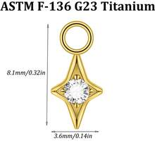 1件裝 G23 純鈦不同款 CZ 鑲嵌星形心形吊墜耳飾，適用耳垂垂墜式、耳環、唇環、Huggie 耳環、Daith 耳洞，花朵造型鏈條吊墜配件 - 鈦金 - 查看 15