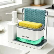 Kitchen Dish Soap Dispenser Set With Tray And Sponge Holder, Dish Soap And Hand Soap Dispenser With Cloth Rack, 5-In-1 Kitchen Sink Countertop Organizer, Practical Kitchen Gadget, Space-Saving Sink Storage And Modern Home Decor, Practical Holiday Gift - A - View 11