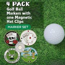 4 Pcs Durable Golf Markers With Magnetic Golf Hat Clips, Durable Iron, Assorted Colors, Essential Golf Accessories, Perfect For Father's Day, Easter, Thanksgiving, Christmas, Halloween Gifts - 4 counts markers - View 4