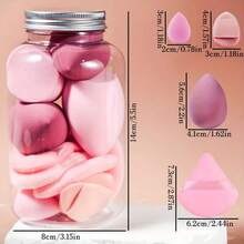 14pcs Makeup Sponge Set With Storage Jar, Soft Foundation Blender, Makeup Sponge Finger Puff, Dry & Wet Dual Use Foundation Powder Puff, Multiple Colors Available - Multicolor - View 3