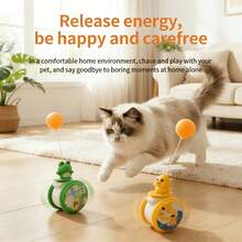 1pc Pet Toy Rolling Ball For Cats, Self-Entertainment Chewing Toy, Boredom Relief Biting Ping Pong Ball, Kitten Teaser Wand - Multicolor - View 6