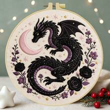 1PC 20*20cm/7.9*7.9in,Dragons Of Different Colours Embroidery Kit, DIY Handmade Embroidery Set For Adult Beginners, Home Gift, Women's Sewing Gift, Including User Manual, Printed Pattern Fabric, Embroidery Frame, Needle And Thread. - 20X20CM - View 6
