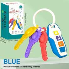 1pc Baby Car Key Music Toy, Soft Silicone Pressable Keys, Realistic Car Key Toy With Music/LED Lights, Multiple Sound Effects, Early Education Sensory Toy For Infants, Essential Baby Supplies, Christmas/Halloween Gift For Boys And Girls (Battery Included) (Button Color Random) - Multicolor - View 12