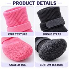 4pcs Waterproof Pet Dog Shoes, PVC Material With Anti-Slip Function, Waterproof Anti-Slip Soft Padded Sole, Equipped With Adjustable Claw Protection Device, Suitable For Medium And Large Dogs, Ideal For Outdoor Walking, Hiking, And Wet Road Surfaces. - Multicolor - View 4