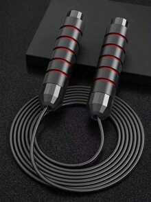 1pc Black & Red Weighted Steel Wire Jump Rope, Anti-Slip Breathable Foam Handles, 3 Meters Total Length Adjustable, Suitable For Home Fitness, Daily Exercise And Weight Loss - Multicolor - View 6