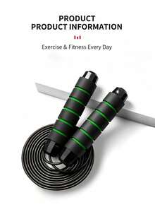 1pc Black & Red Weighted Steel Wire Jump Rope, Anti-Slip Breathable Foam Handles, 3 Meters Total Length Adjustable, Suitable For Home Fitness, Daily Exercise And Weight Loss - Multicolor - View 2