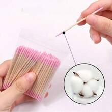 100PCS Double‑Ended Nail Polish Wiping Sticks, Cotton Buds Small Double‑Ended Eyebrow Tattoo Beauty Wiping Tools, Multi‑Purpose Manicure & Makeup Accessory - Purple - View 12