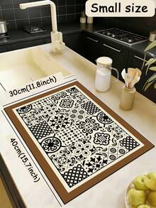 SANJIANGDI 1pc Retro Floral Tile Style Pattern Kitchen Mat, 3.5 Mm Soft Rubber That Absorbs Water And Is Easy To Clean. Suitable For Corridors, Bathrooms, Living Rooms, Outdoor Door Mats, And Toilets. Useable Throughout The Year And For Various Holidays. - Multicolor - View 12