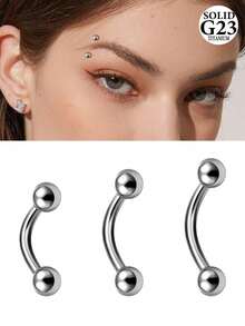TOKRING أقراط روك وحلقات حاجب مجوهرات ثقب الحاجب باربل منحني من سبيكة التيتانيوم 16G مع طقم كرة حلقات ثقب التراغوس مجوهرات 6 مم 8 مم 10 مم - فضي - مشاهدة 1