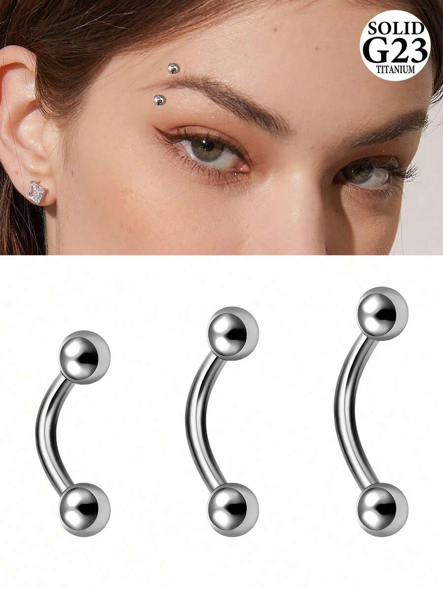 TOKRING أقراط روك وحلقات حاجب مجوهرات ثقب الحاجب باربل منحني من سبيكة التيتانيوم 16G مع طقم كرة حلقات ثقب التراغوس مجوهرات 6 مم 8 مم 10 مم - فضي - مشاهدة 1