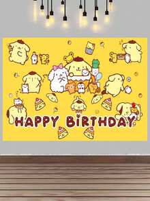 Fashion Sanrio Hello Kitty Birthday Banner Backdrop, Large Size Party Background Decor, Distinctive Pink Lace Texture Base, Kitty Character, Gift And - Multiple Styles - View 14