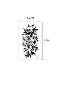30pcs Animal Pattern Waterproof Durable Realistic Personalized Tattoo Stickers - Skeleton, Eyes, Spider, Snake, Rose, Centipede, Lion, Octopus, Dog, Etc., Suitable For Arms, Ankles, Shoulders, And More, Unisex Design - Black - View 5