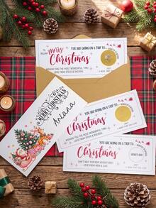 1/3/5pcs Customized Christmas Scratch-Off Cards With Envelopes, Personalized Scratch-Off Surprise Gift Vouchers, Customizable Name And Information, Holiday Surprise Reveal Cards, Christmas Party Favors, Travel Announcement Gift Cards, Unique Christmas Gifts For Family And Friends - Multicolor - View 8