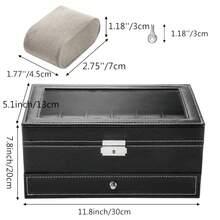 BASTUO 20-Compartment Men's Watch Box, Black Luxury Watch Storage Box With Drawer, Leather Watch Display Box, Jewelry Box For Bracelets And Necklaces, Storage For Women, Travel Items And Dormitory Storage - Multicolor - View 11
