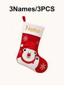 Custom Embroidered Name Christmas Stocking, Personalized Christmas Theme Mantel Decor, Festive Holiday Fireplace Decor, Customized Name Gift Bag, Christmas Tree Ornaments, Customizable Xmas Stocking For Home Party, Christmas Gift For Family, Friends - Style B - View 11