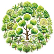 50Pcs Green Tree Sticker Kit, Tropical Palm,Leafy Shrub & Fruit‑Bearing Tree Waterproof Decals, For Art Diary, Scrap Album, Tumbler, Laptop, Phone Shell, Fresh Natural‑Style Embellishment, Nature‑Lovers Handout Treats - Irregular Shape - View 8