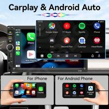 7 吋單 DIN 車用收音機,支援 Apple CarPlay,高畫質觸控螢幕藍牙投屏汽車音響,AM/FM、USB、EQ、SWC,可選 8-LED 倒車攝影機 - 僅主機 - 查看 3