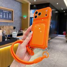 1件透明卡夾手機殼，四角防摔保護 + 掛繩，適用於 iPhone 18 Pro Max/18 Pro/17 Pro Max/16 Pro/15 Pro/14 Pro Max/11/Galaxy S26 Edge/S25 Plus/S24/S23+/Galaxy S20 FE/Galaxy A37/A57/A27/Note 14 Pro/A4/A13C/A3X/A58/A16/A5 Pro/Smart 8 系列，適合男女日常使用 - 橘色 - 查看 9