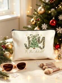 1/2pcs Merry Christmas Tote Bag & Makeup Bag, Printed Christmas Tree Pattern, ForWinter Holiday Matching Gift,Daily, Gift For Family, Friend. - Multicolor - View 4
