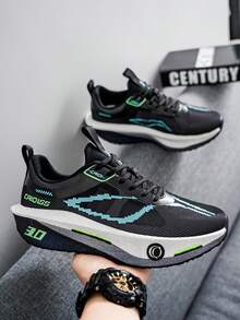 Men's Cross-Training Shoes: Comfy Upper, Cushioned Heel, Durable Outsole, Lace-Up, Multi-Color, Unisex, For Running, Hiking, Daily Wear. - Black - View 10