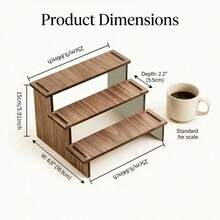1pc Multi-Layer Wooden Storage Rack With Natural Wood Grain, Desktop Organizer Shelf For Displaying Miniatures, Perfumes, Succulents And Green Plants, Display Stand - Light Walnut - View 6