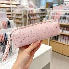 1pc Star Polka Dot Cute Canvas Pencil Case, High-Quality Large Capacity Zipper Stationery Makeup Bag For Students,Back To School - A - View 21