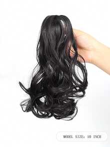 10InchSynthetic Ponytail Claw Clip Ponytail Extensions Short Curly Ponytail Ladies Black Brown Hair Clip For Women - Multicolor - View 2