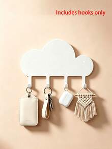 1pc Cloud HOME Wall-Mounted Key Holder, Entryway Hook Storage Rack, Key Hook Decor, No Drilling, Home Living Room Decoration - Multicolor - View 8