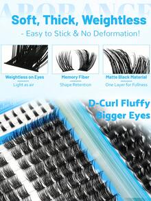 ADORANCE 2 Styles Lash Clusters Kit, 344PCS D Curl Cat Volume & Bottom Lashes, Fluffy Individual Eyelash Extensions With Bond And Seal Glue, DIY False Lashes For Custom Lash Maps, Salon-Style Eye Makeup - Black - View 3