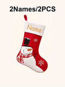 Custom Embroidered Name Christmas Stocking, Personalized Christmas Theme Mantel Decor, Festive Holiday Fireplace Decor, Customized Name Gift Bag, Christmas Tree Ornaments, Customizable Xmas Stocking For Home Party, Christmas Gift For Family, Friends - Style B - View 24