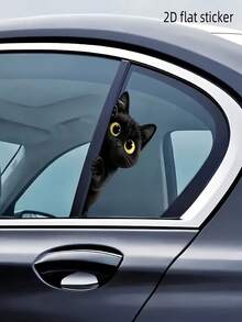 Cute Peeking Black Cat Car Sticker, 2D Flat Vinyl Decal, Waterproof Animal Window & Body Decoration Sticker - General - View 5