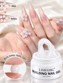 LIMEGIRL 15ml 3D美甲凝膠,自動流平建構凝膠,適用於花朵雕塑、美甲延長與裝飾 - 白色 - 查看 2