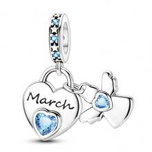 1pc Silver Plated Birthstone Angel Month Beaded Pendant Suitable For Bracelet Necklace DIY Jewelry Making Birthday Gift - Silver - View 13