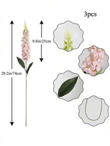 3pcs Artificial Gypsophila, Delphinium, Hyacinth Flowers With Long Stems, Made Of Silk, Suitable For Wedding, Engagement, Home, Outdoor Party Floral Arrangement, Tabletop Decor - Multicolor - View 5