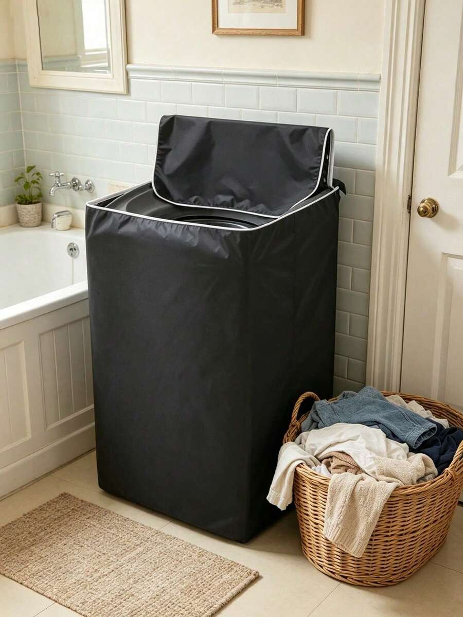 1pc Top-Loading Washing Machine Cover, Waterproof Outdoor Washing Machine Cover, Suitable For Top-Loading Dryer, UV-Resistant Oxford Fabric Protective Cover With Zipper Flap, Dust-Proof Appliance Cover, Essential For Balcony And Rental Apartment