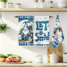 6pcs Kitchen Absorbent Towels, Made Of Polyester Material, Printed With Christmas Gnome Plaid Pattern, Suitable For Kitchen, Bathroom, Ideal Choice For Housewives And Family Gatherings, High Cost-Performance Home Decor And Room Decoration Item. - Multicolor - View 8
