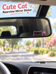Cute Car Decal Featuring A Peeking, Waving Cat-Suitable For Side Mirrors, Rear Quarter Windows, Or Rear Windshields; Also Works As A Vinyl Sticker For Motorcycles Or Laptops - A - View 3