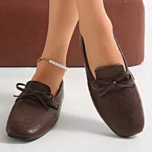 New Women's Flat Ballet Shoes With Woven Fabric And Bowknot Decoration, Elegant And Comfortable Minimalist Design, Suitable For Party, Banquet, Nightclub And Other Occasions, Vacation, Walking, Outdoor Wear, Versatile Style - Brown - View 8