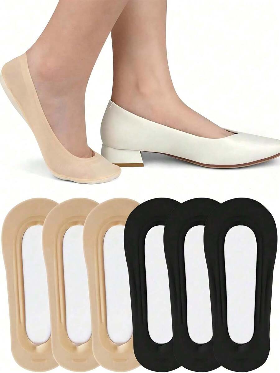 1/5/6/10 Pares de Calcetines Invisibles Antideslizantes Color Piel para Mujer, Calcetines Ligeros de Nailon para Tacones, Zapatos Planos y Zapatillas, Uso Casual de Negocios, Regalo del Día de la Madre - Multicolor - Ver 1
