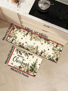 1/2pcs Christmas Floor Mat, Christmas Tree Pattern Merry Christmas Kitchen Rug, Winter Home Decor Low-Key Kitchen Carpet, Christmas Holiday Gift! - Multicolor - View 18